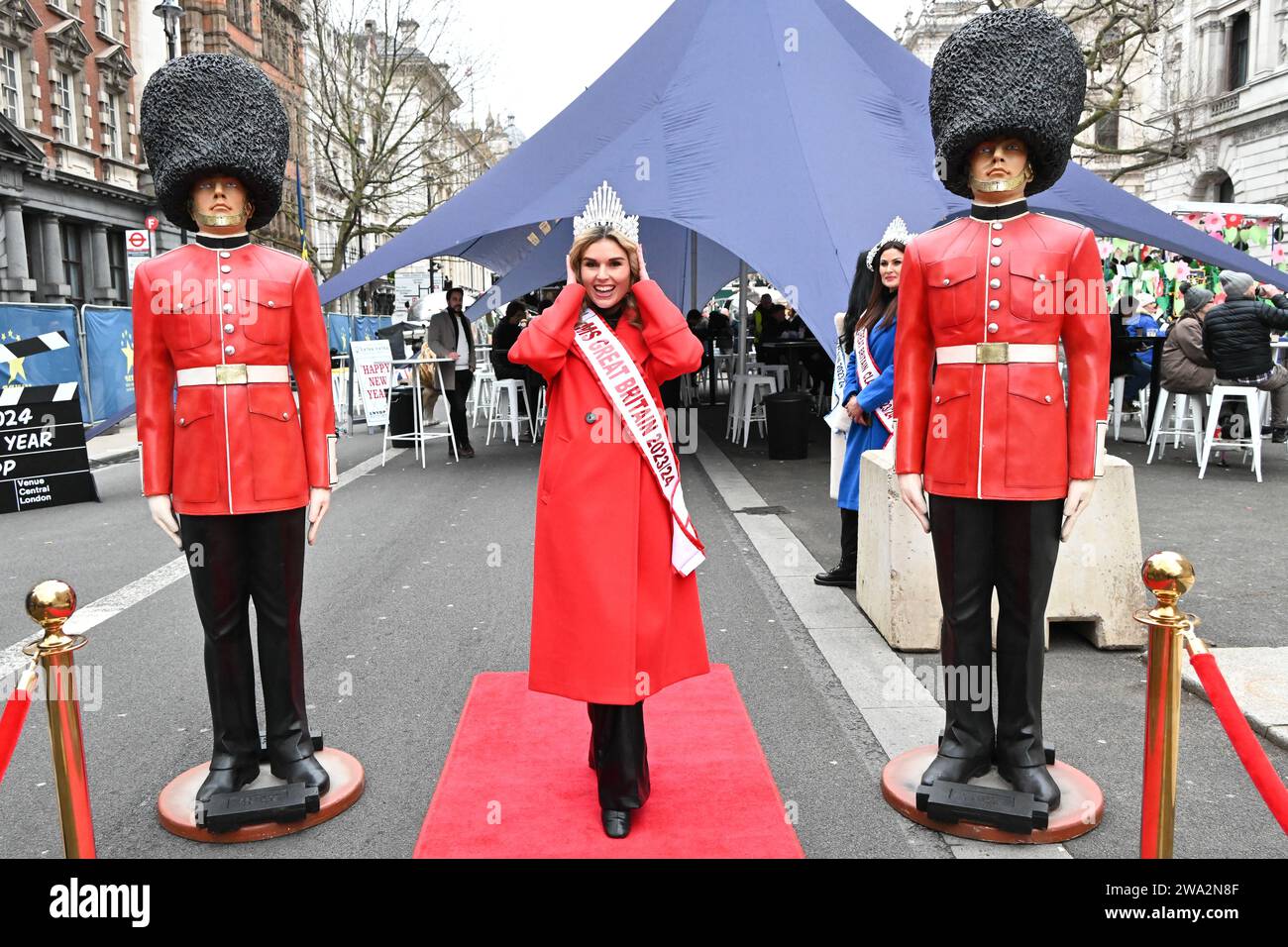 London, Großbritannien. Januar 2024. Larissa Palmer Hirst, Frau Great Britain 2023/24 nehmen an der jährlichen Neujahrsparade in london Teil, an der Hunderte von Wagen teilnehmen. Quelle: Siehe Li/Picture Capital/Alamy Live News Stockfoto