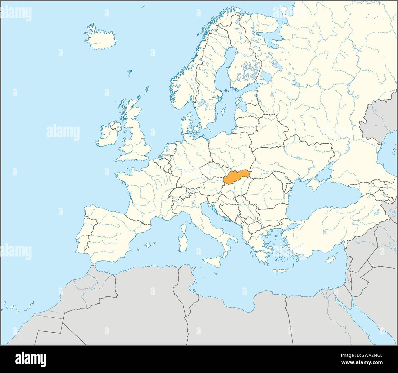 Lageplan der SLOWAKISCHEN REPUBLIK, EUROPA Stock Vektor