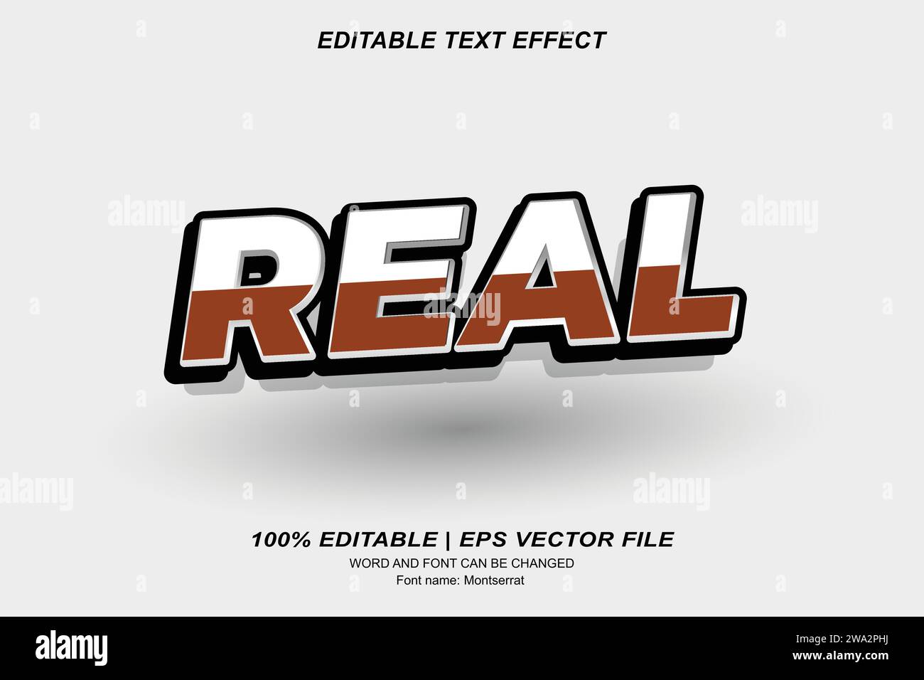 Realer Bannertext-Effekt 3D bearbeitbarer Vektor-Entwurf Stock Vektor