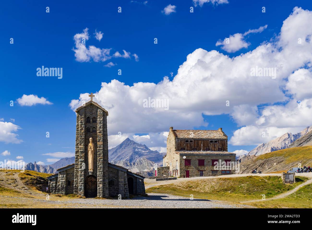 Chapelle Notre-Dame de l'Iseran oder Notre-Dame-de-Toute-Prudence, Col de l'Iseran, Savoy, Frankreich Stockfoto