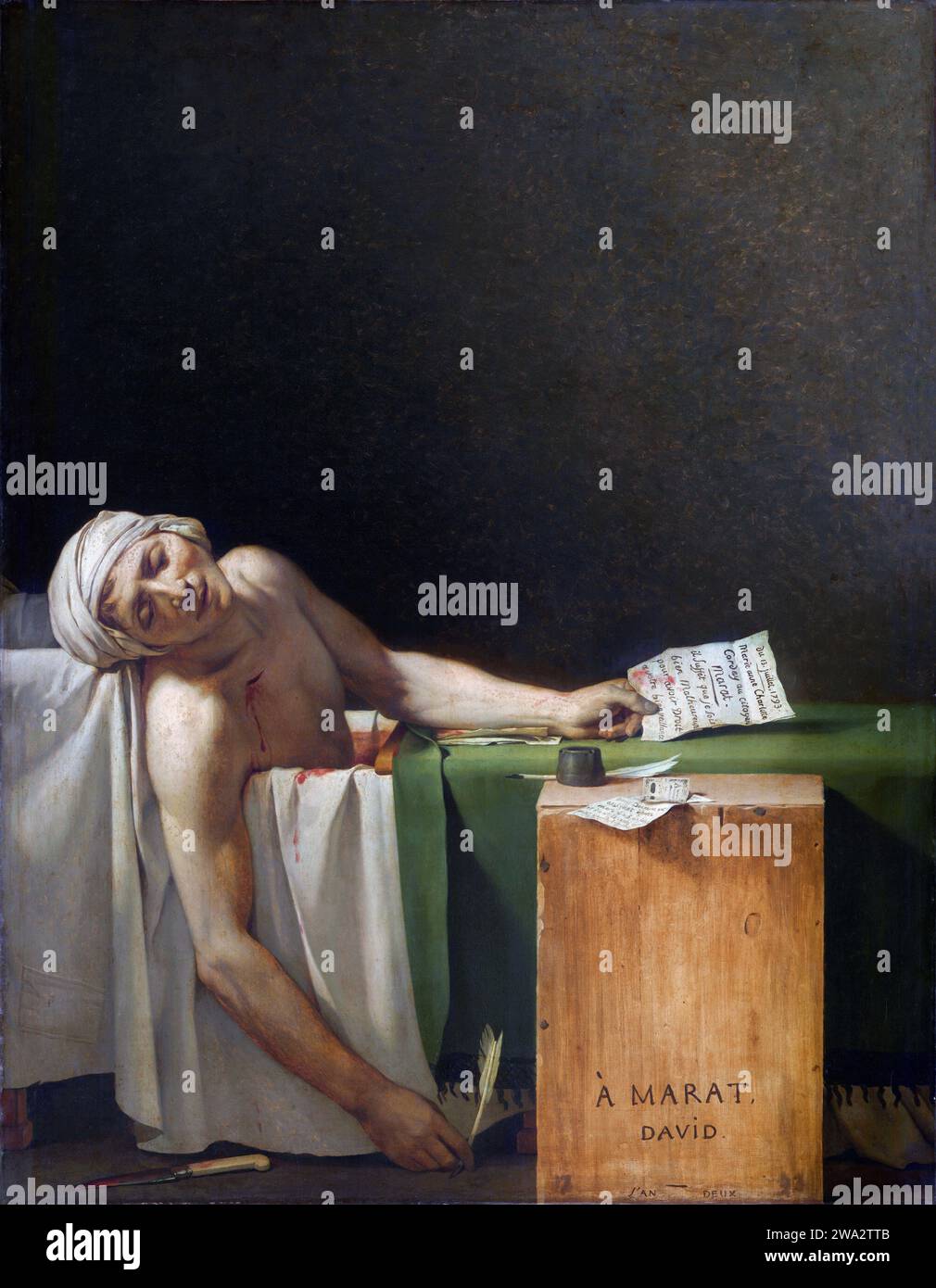 Der Tod von Marat von Jacques-Louis David (1748-1825), Öl auf Leinwand, 11793 Stockfoto
