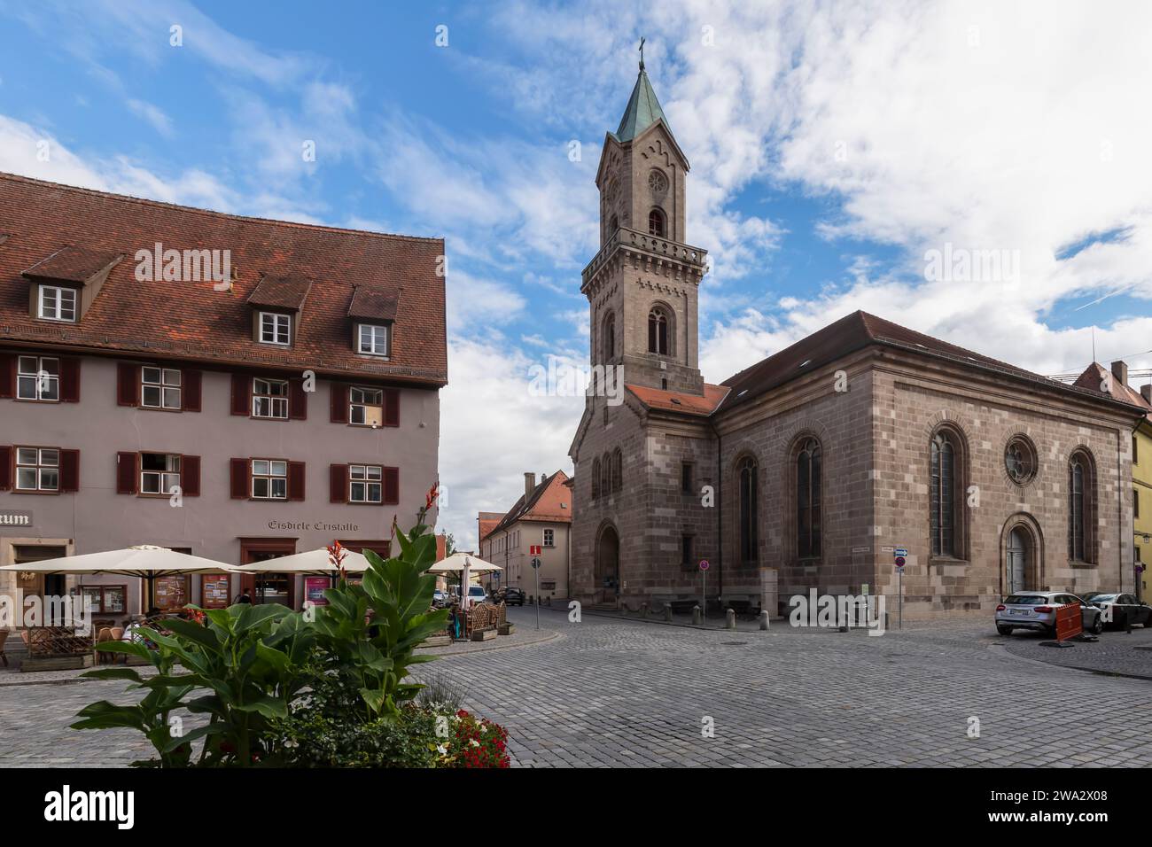 St. Georgskirche im Zentrum der Altstadt von Dinkelsbühl in Bayern. Stockfoto