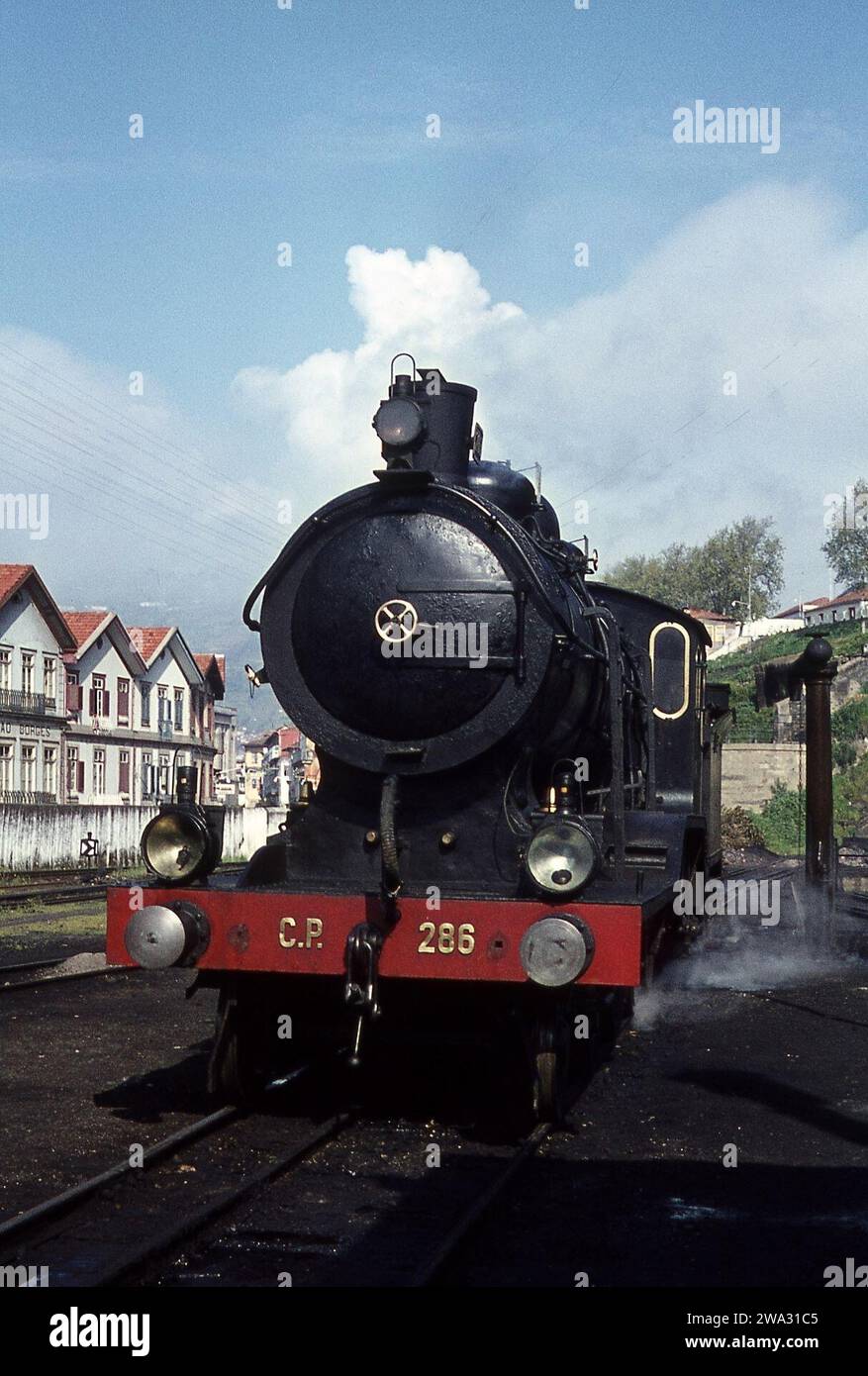 12-tägiger Besuch in Frankreich, Spanien und Portugal zum Fotografieren von Dampfmaschinen bei der Arbeit im April 1971 Stockfoto