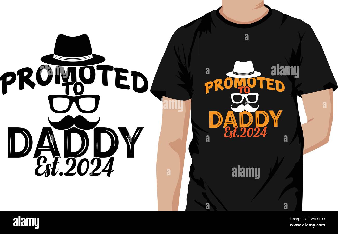 „Befördert zu Daddy Est 2024: Feiere die Vaterschaft mit Stil und Stolz!“ „Vatertag“-T-Shirt-Design Stock Vektor
