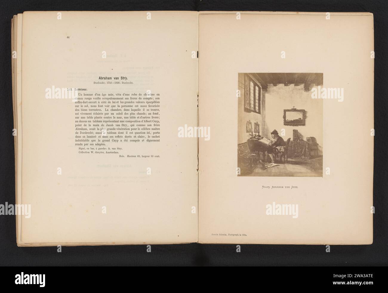 Fotoproduktion eines Gemäldes eines lesenden Mannes von Abraham van Strij, Anselm Schmitz, nach Abraham van Strij (I), um 1871 - in oder vor 1876 photographische Unterstützung Albumenabdruck Lesen. Studium; „studiolo“; Bibliothek Stockfoto