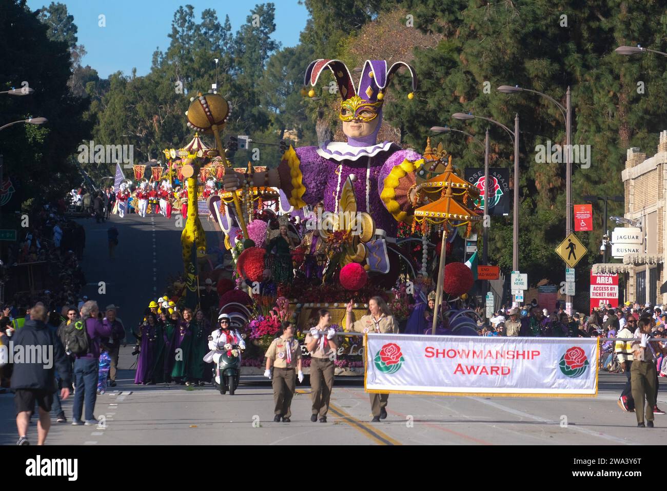 Los Angeles, Usa. Januar 2024. Erkunden Sie Louisianas Wagen auf dem Colorado Boulevard während der 135. Rose Parade in Pasadena. Quelle: SOPA Images Limited/Alamy Live News Stockfoto
