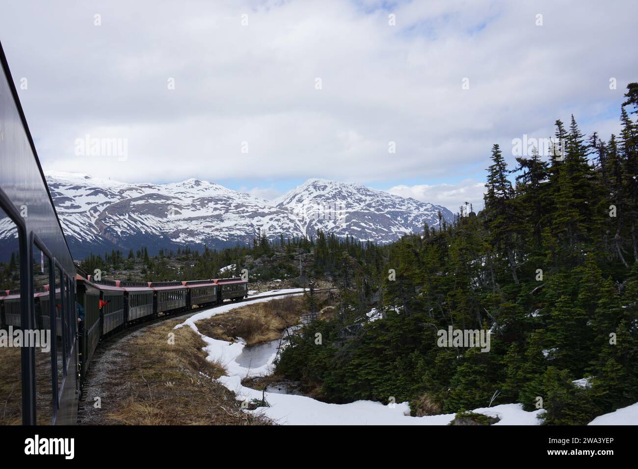 Skagway Alaska White Pass Railroad Summit. Bridal Veil Falls, Inspiration Point, Dead Horse Gulch. Klondike Trail Stockfoto