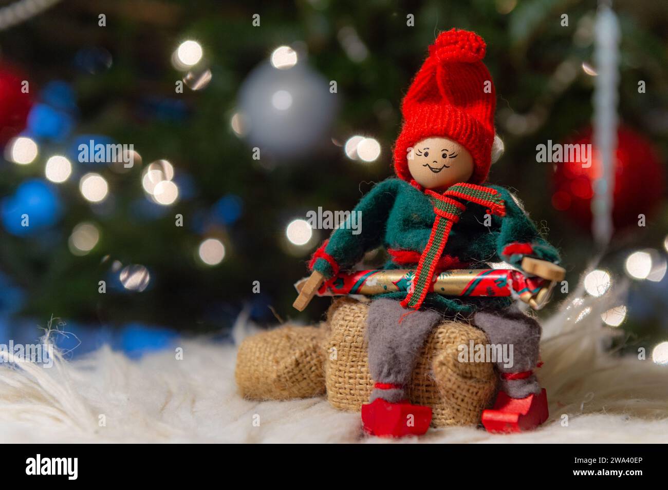 Saisonale Winterweihnachtsdekoration, nicht christlich Stockfoto