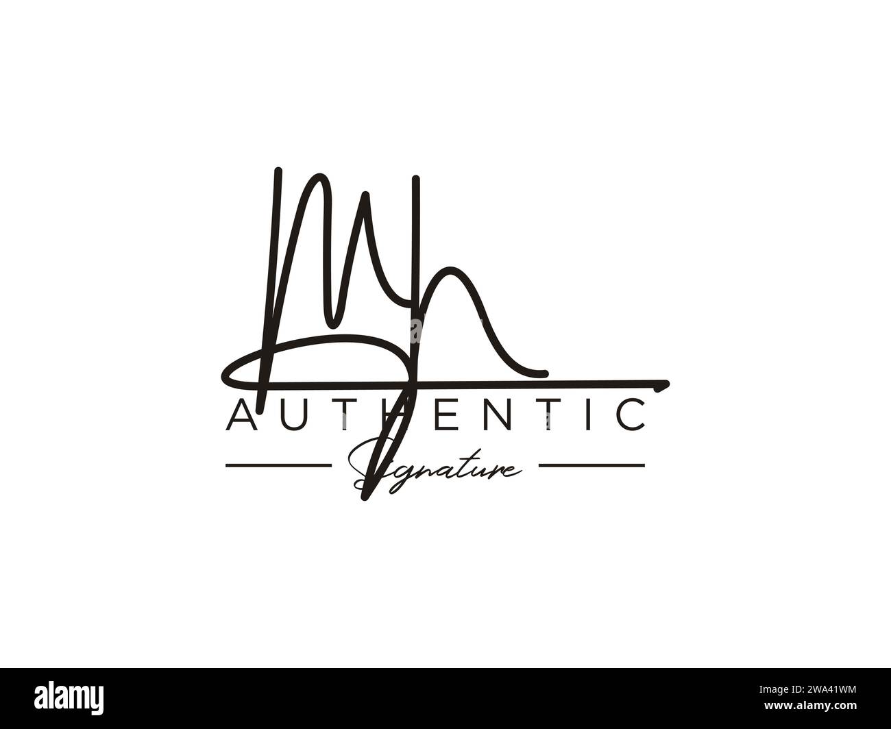 Vorlagenvektor für MH-Signatur-Logo. Stock Vektor