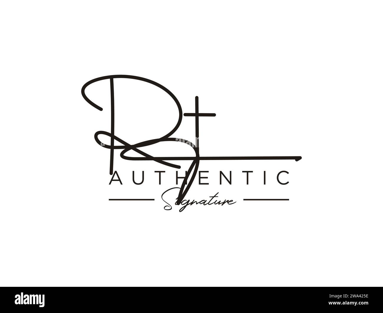 Vorlagenvektor für RT-Signatur-Logo. Stock Vektor