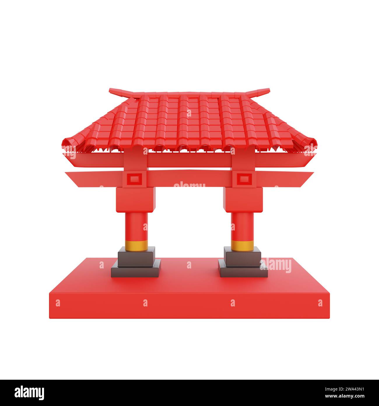 3D-Illustration eines chinesischen Tor-Symbols, perfekt für ein chinesisches Neujahrsthema Stockfoto