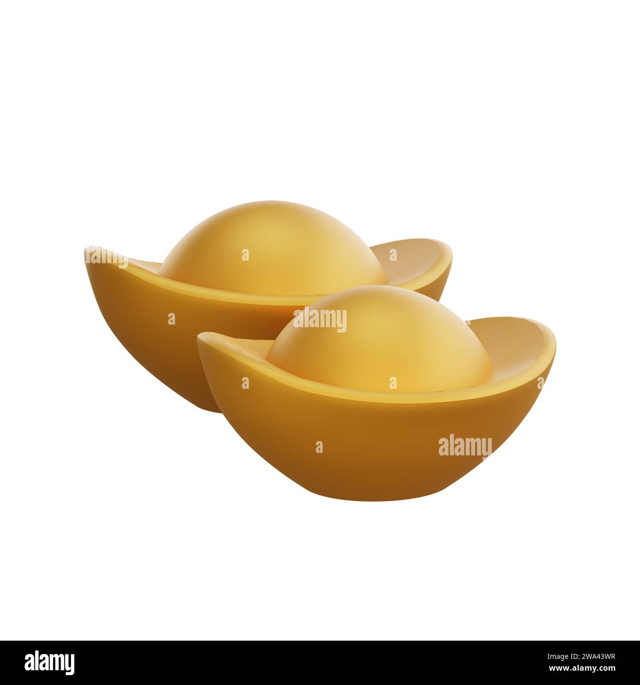 3D-Illustration der chinesischen Goldingot-Ikone, perfekt für ein chinesisches Neujahrsthema Stockfoto