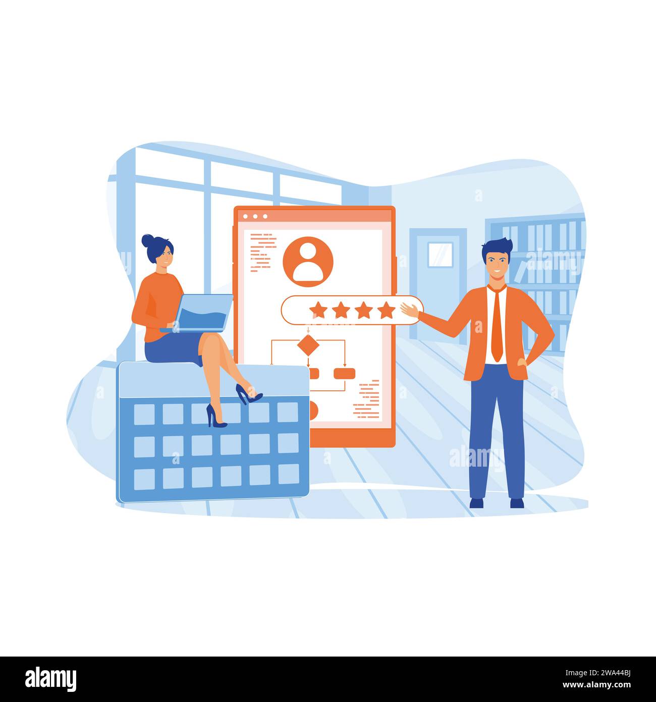 Online-Service oder -Plattform zur Analyse von Mitbewerbern. Marktforschung und Entwicklung von Geschäftsstrategien. Moderne Illustration des flachen Vektors Stock Vektor
