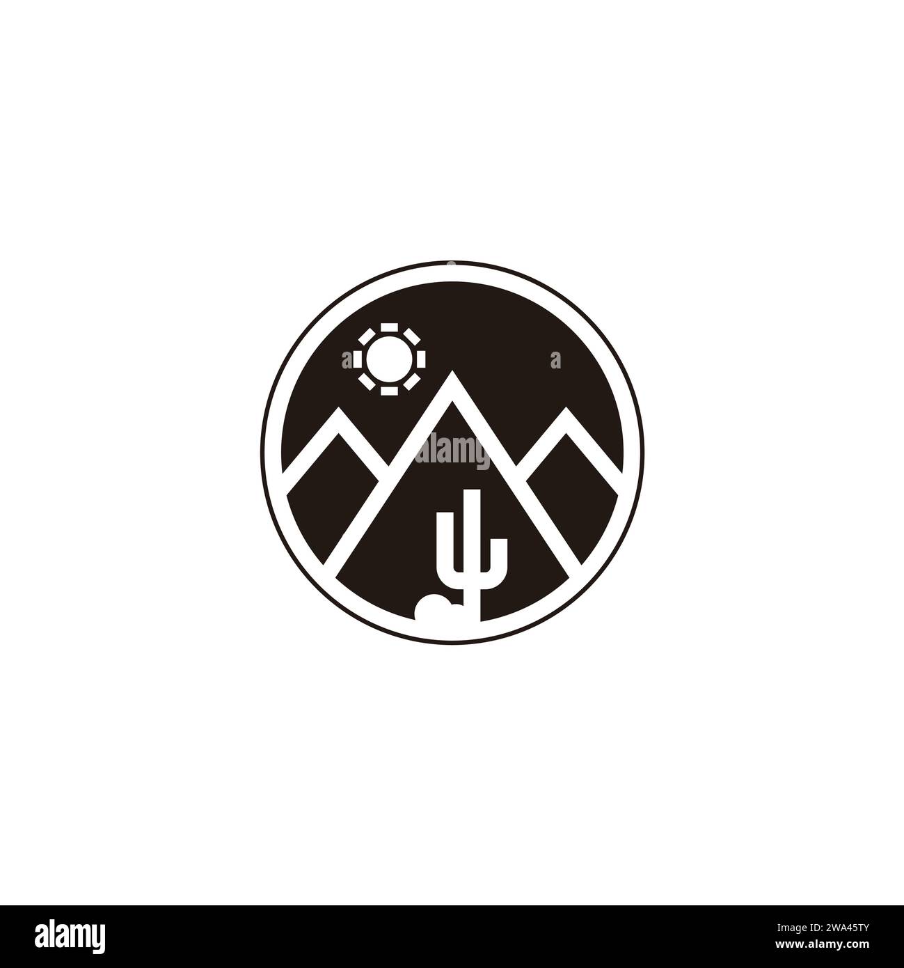 Desert Mountain Cactus Silhouette einfaches Logo Vektor Stock Vektor
