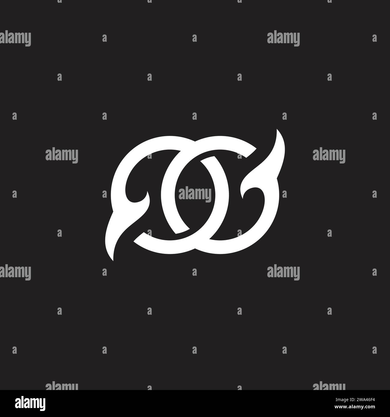 Buchstaben oder verknüpfte Kreise Kurven überlappen den Logo-Vektor Stock Vektor