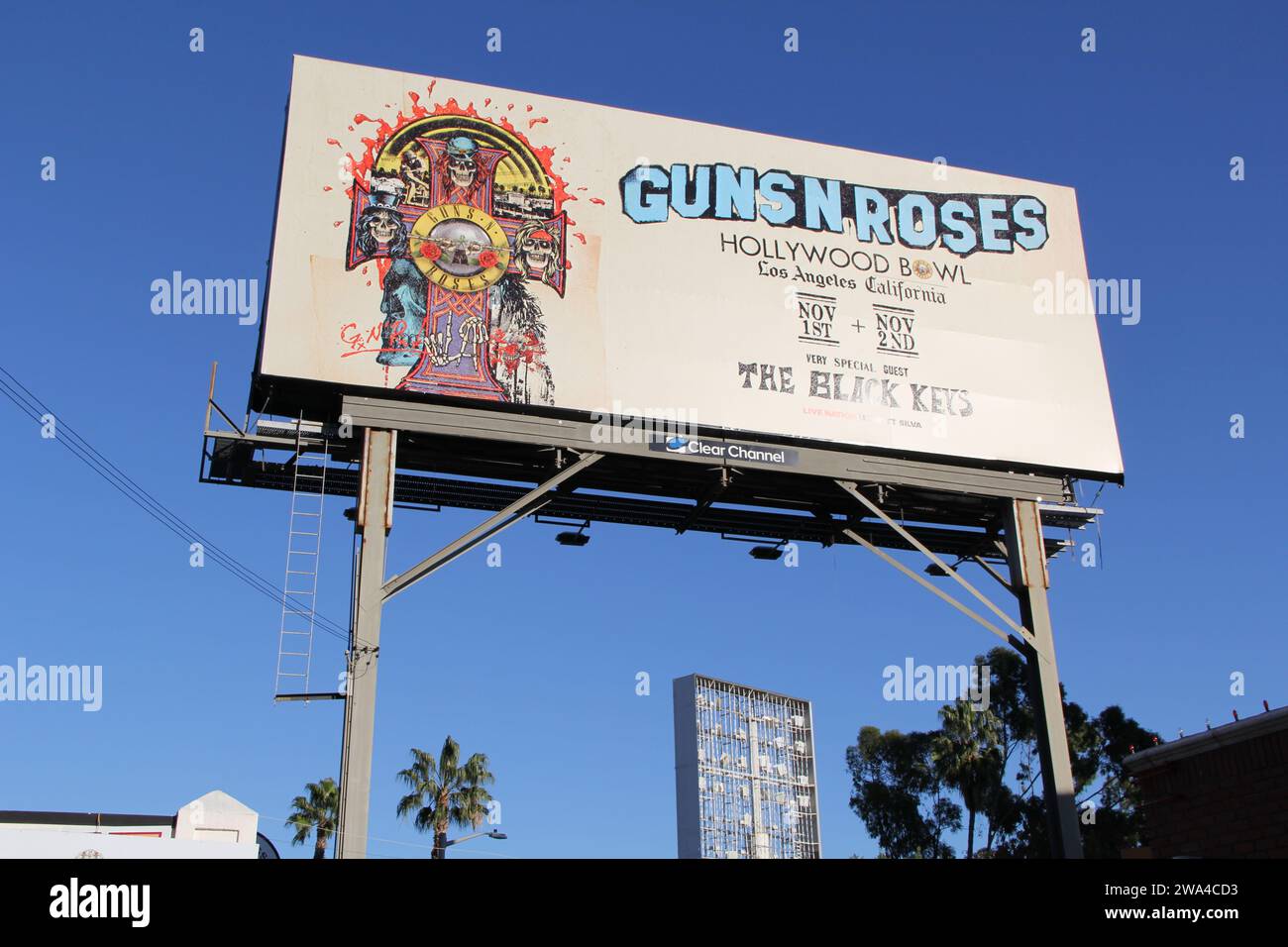 Guns N Roses The Black Keys Billboard Sunset Strip Hollywood Los Angeles Stockfoto Stockfoto