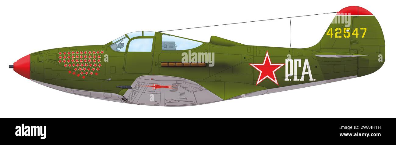 Bell P-39N Airacobra des 16th Guards Fighter Aviation Regiment, gesteuert von Grigori A. Rechkalov, Sommer 1944 Stockfoto
