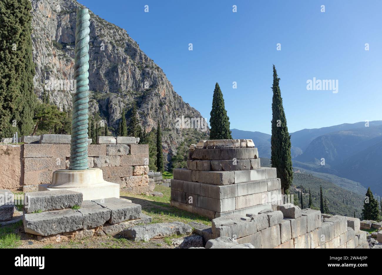 Die Schlangensäule in Delphi, Griechenland Stockfoto