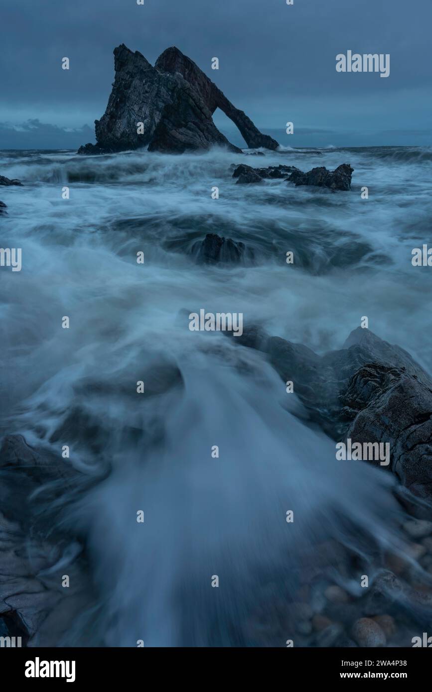 Bow Fiddle Rock, Portknockie, Highlands, Schottland. Stockfoto