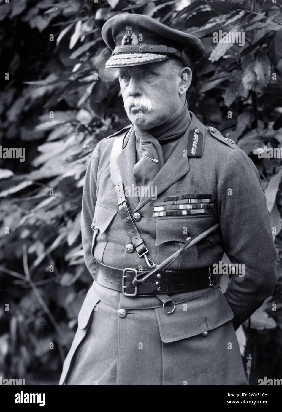Sir John French, erster Oberbefehlshaber der British Expeditionary Force (BEF), fotografiert in Blendecques, Frankreich. Fotograf: H. D. Girdwood. Stockfoto