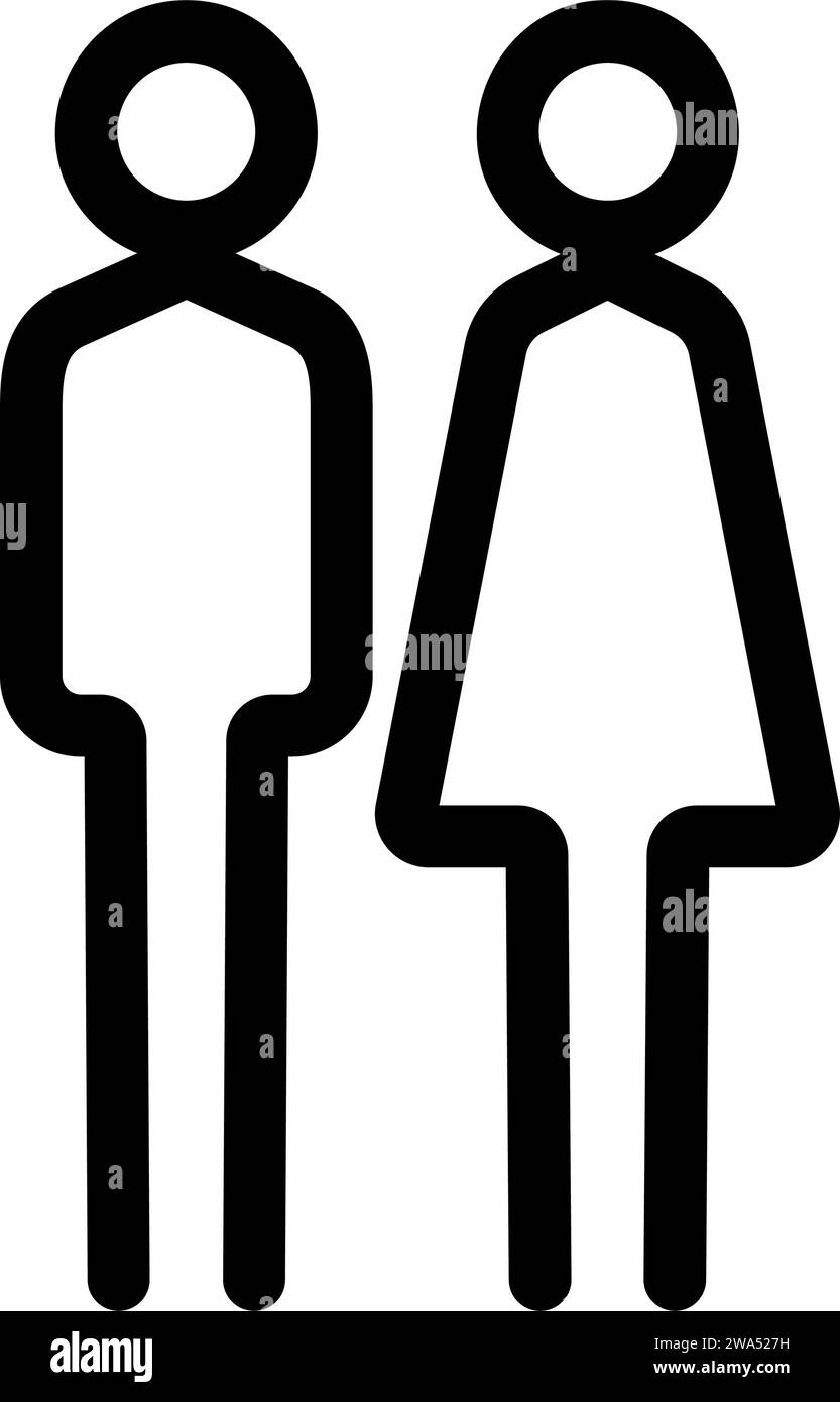 Symbol der modernen Frau und des Mannes. Badschild. Illustration des flachen Vektors Stock Vektor