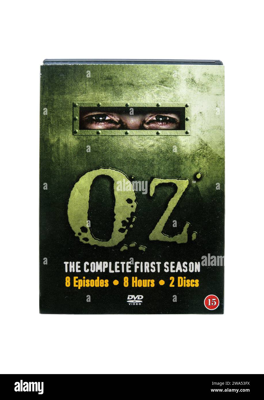 OZ TV Show, erste Staffel DVD. Isoliert auf weißem Hintergrund mit Beschneidungspfad. Lahti, Finnland. Dezember 2023. Stockfoto