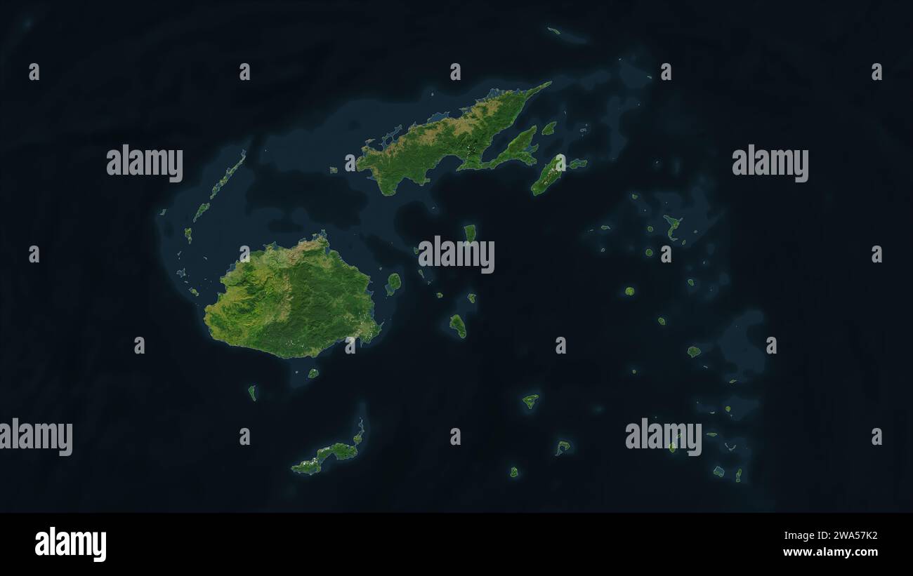 Fidschi wird auf einer hochauflösenden Satellitenkarte hervorgehoben Stockfoto