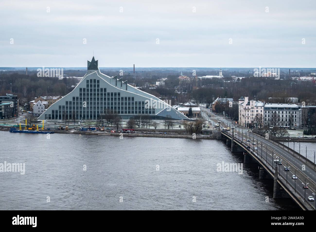 Außenaufnahme der Lettischen Nationalbibliothek. Riga Lettland *** Außenansicht der Lettischen Nationalbibliothek Riga Lettland Stockfoto