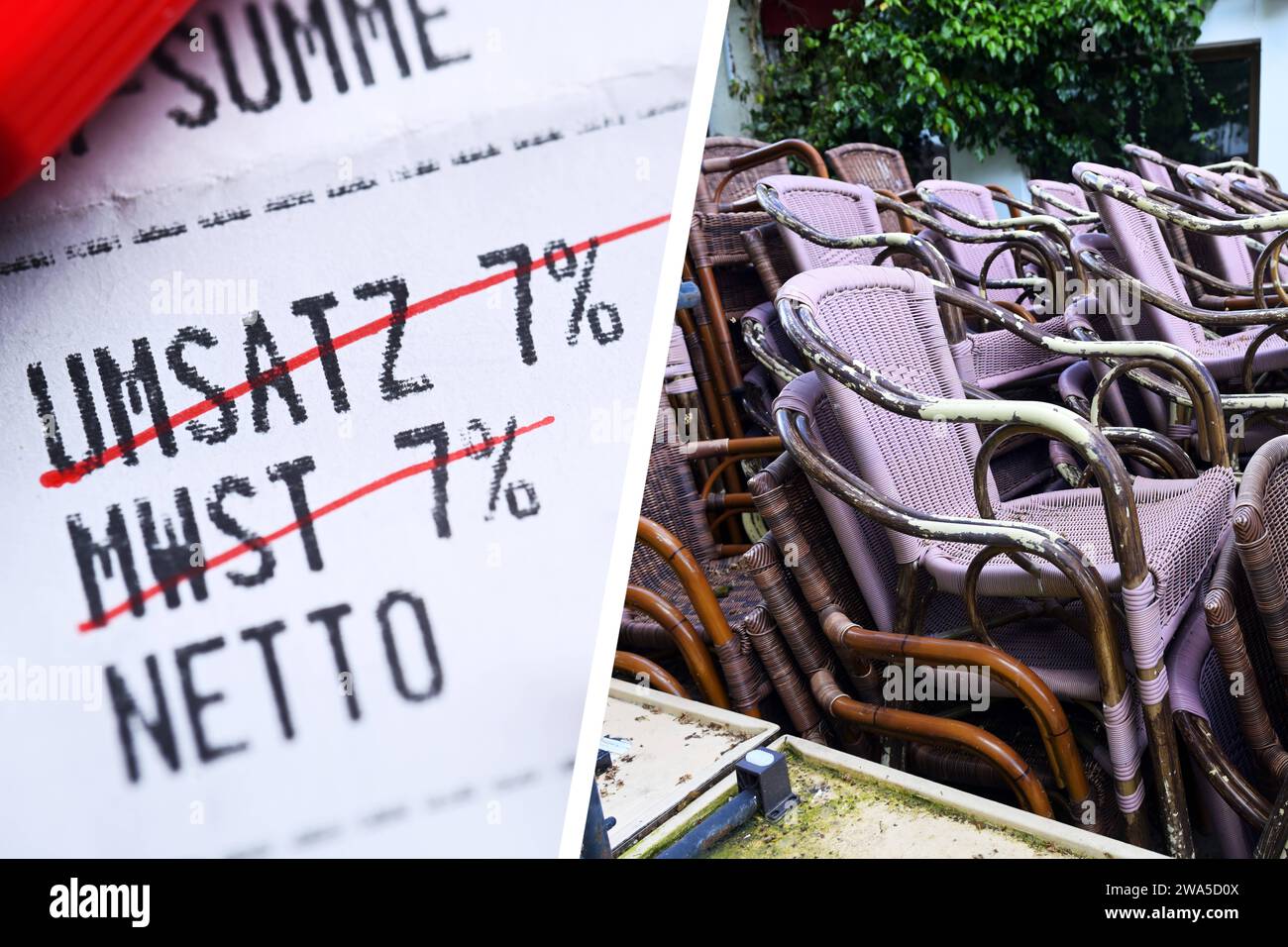 FOTOMONTAGE, Gastro-Krise: Gestrichene Umsatzsteuer von 7 Prozent auf ...