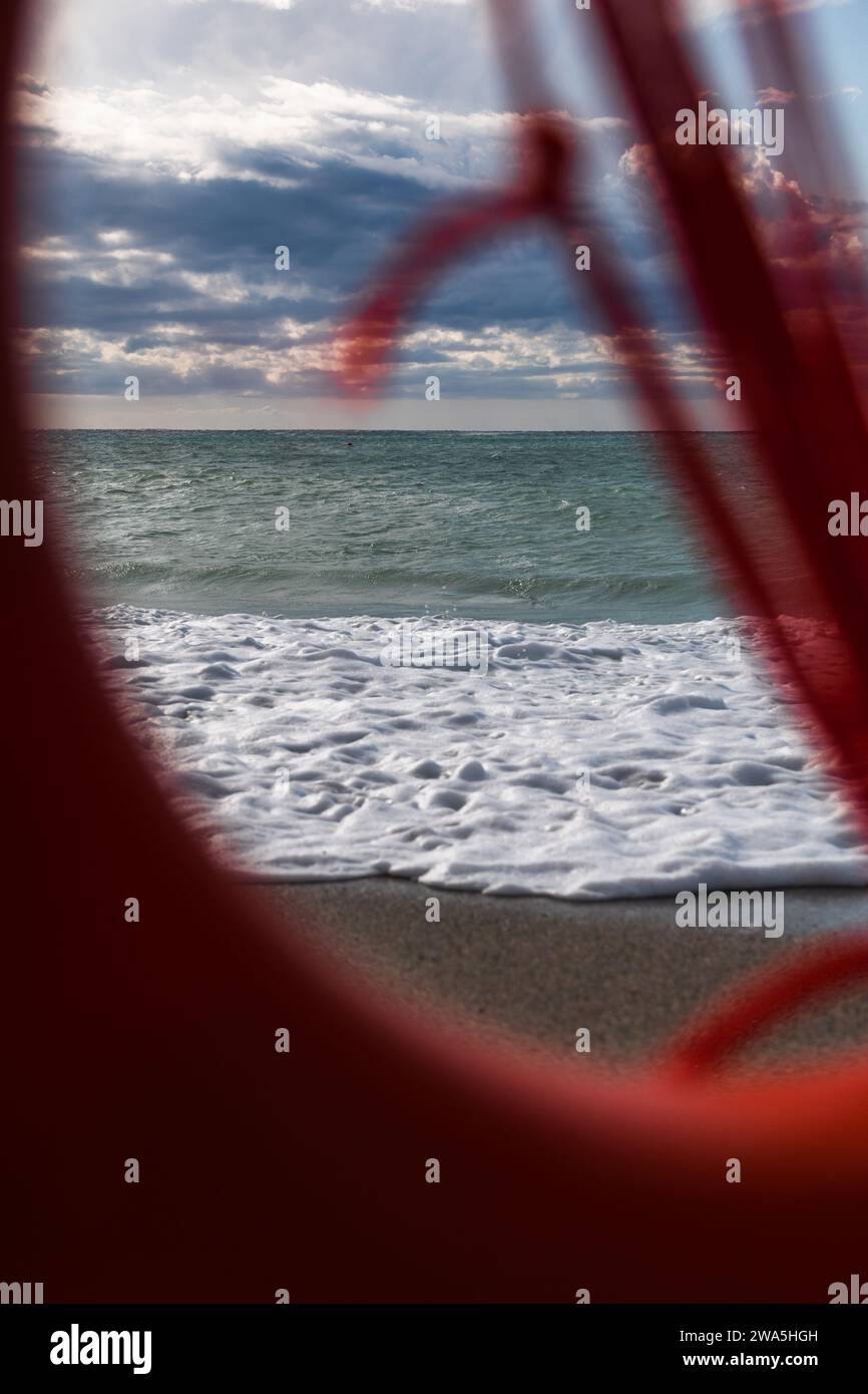 Mare mosso a Varigotti in der Provinz Savona Ligurien Stockfoto