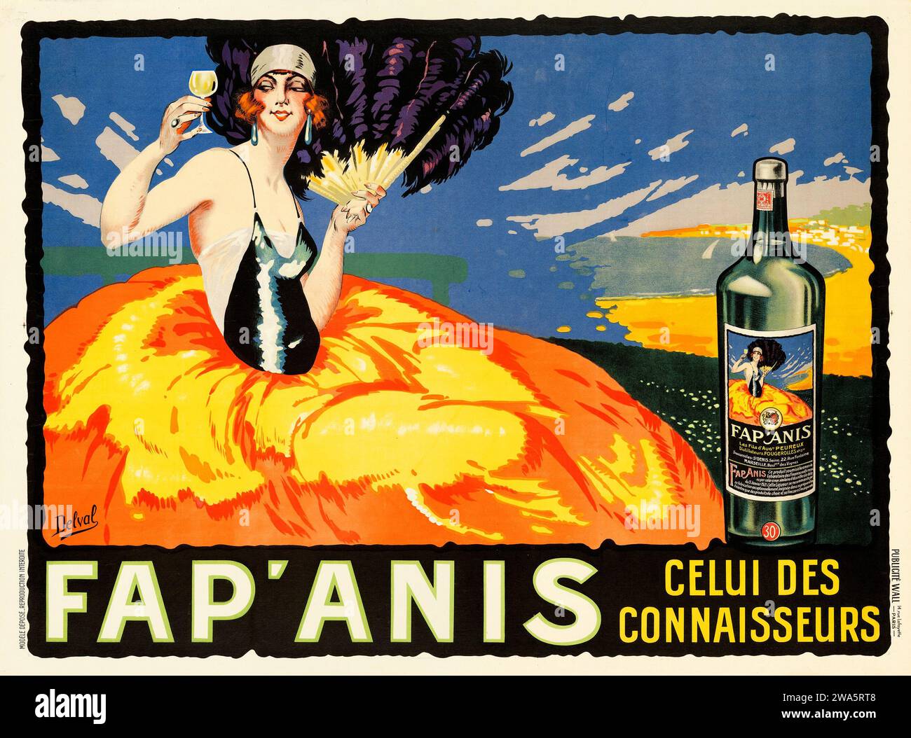 FAP'Anis (1930er Jahre). Französisch Alkohol Werbung Poster - Delval Kunstwerk Stockfoto