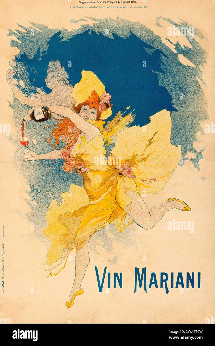Vin Mariani (1895) Alcohol Advertising Poster - Jules Chéret Kunstwerk Stockfoto