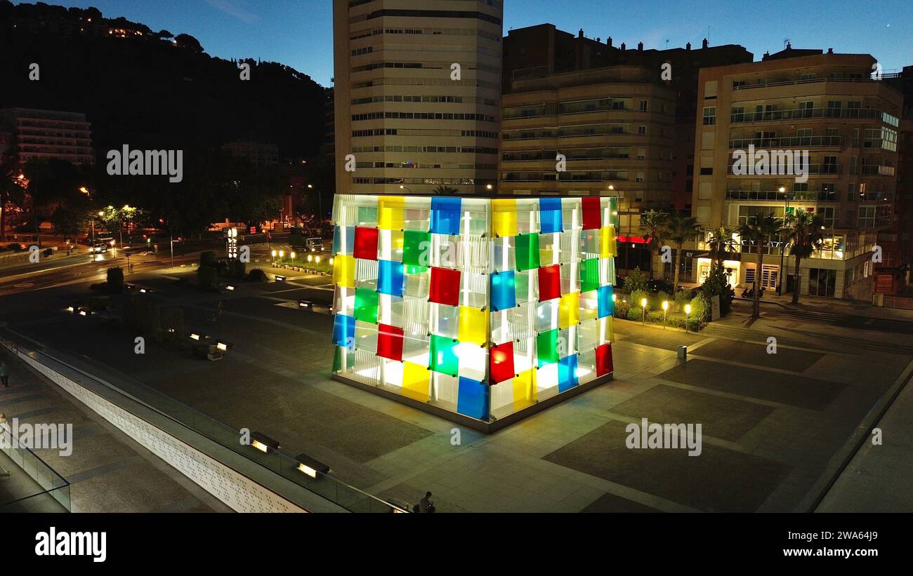 Drohnenfoto Pompidou Center Malaga Spanien Europa Stockfoto