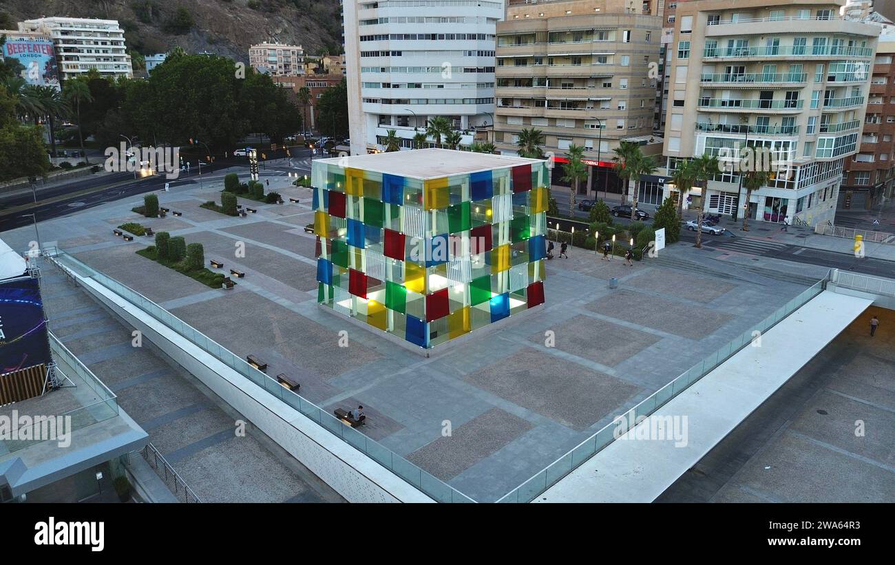Drohnenfoto Pompidou Center Malaga Spanien Europa Stockfoto
