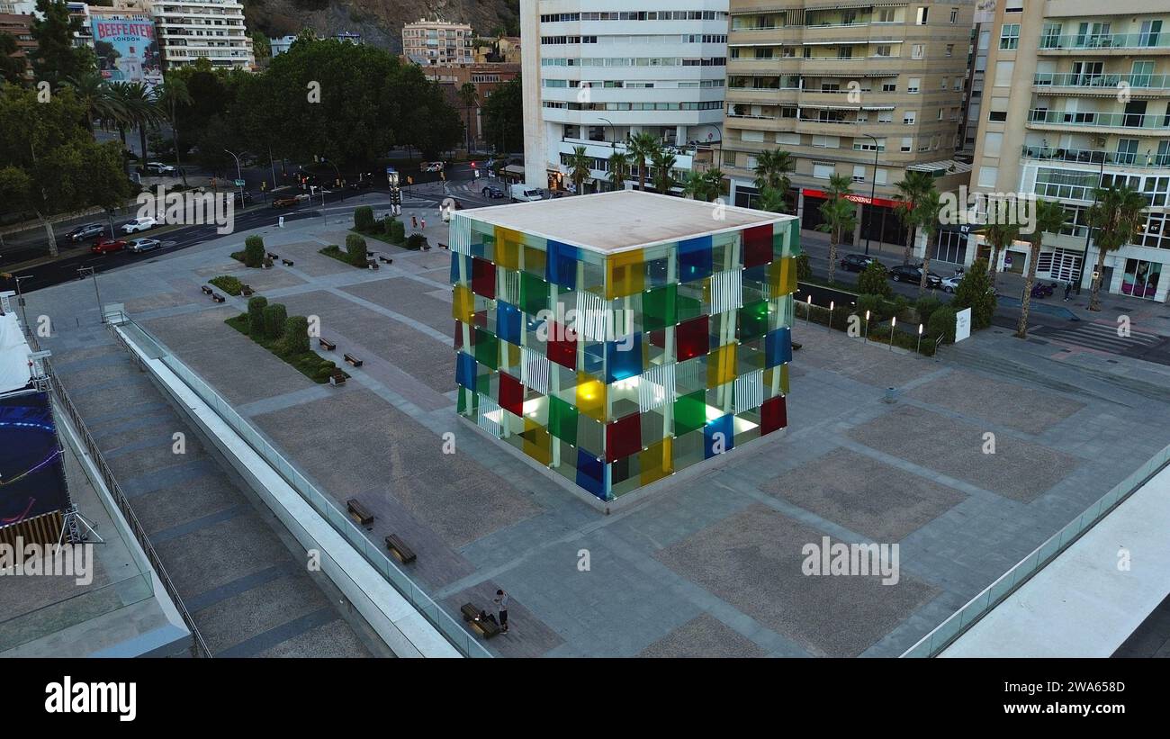 Drohnenfoto Pompidou Zentrum Malaga spanien europa Stockfoto
