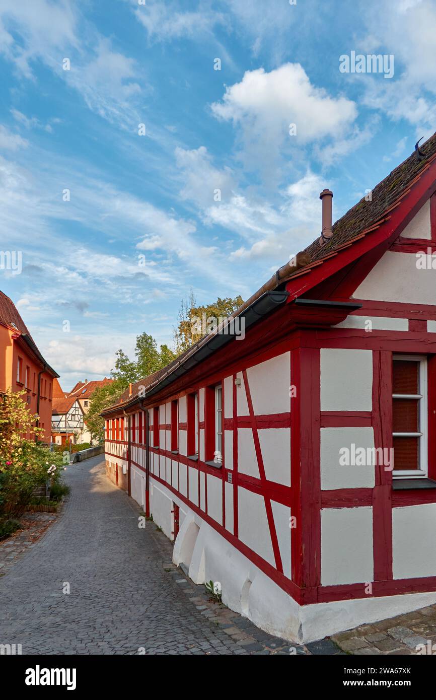 Historisches Fachwerkhaus Fischgrubenhaus in der Altstadt von Schwabach Stockfoto