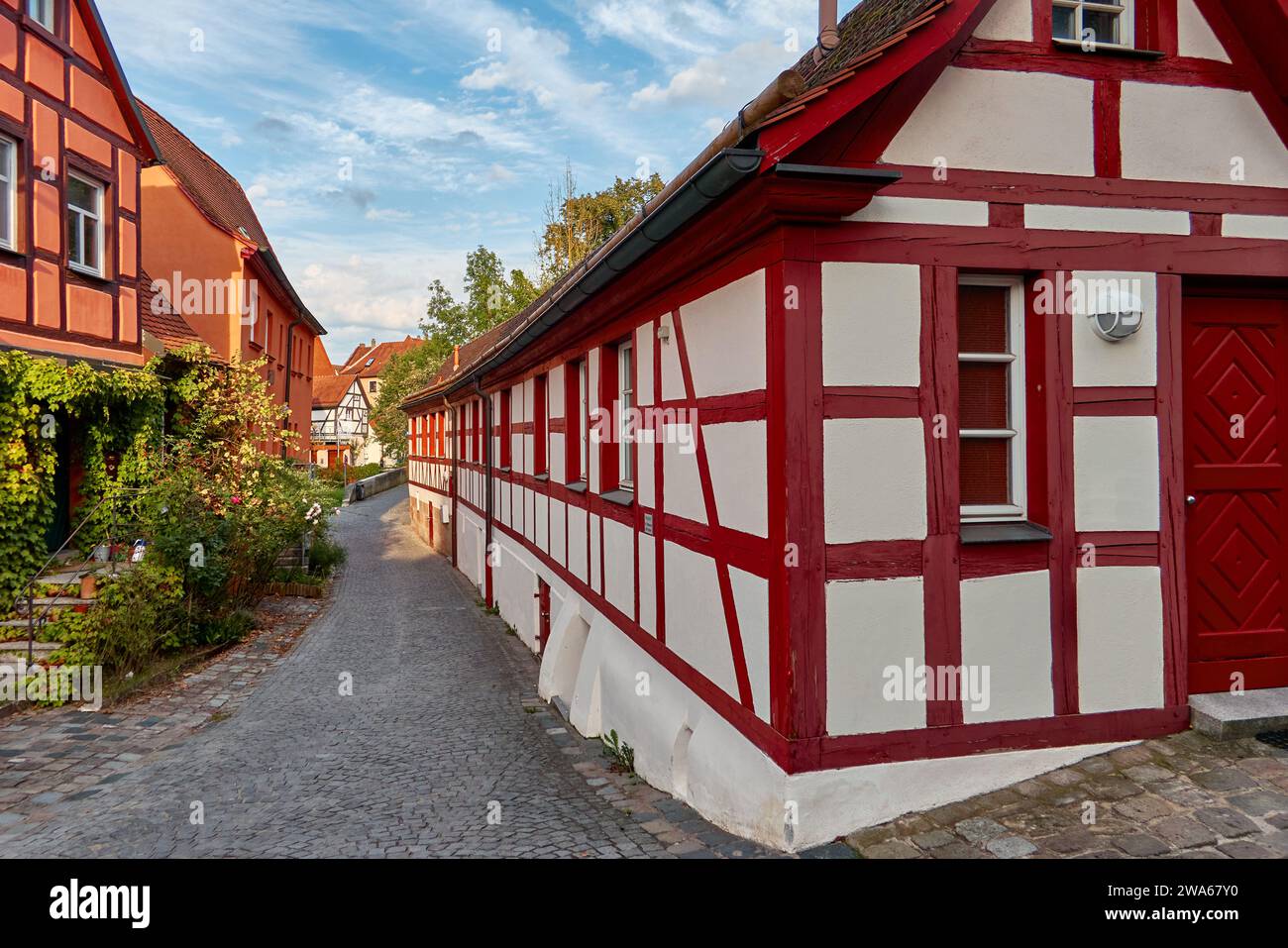 Historisches Fachwerkhaus Fischgrubenhaus in der Altstadt von Schwabach Stockfoto Historisches Fachwerkhaus Fischgrubenhaus in der Altstadt von Schwabach Stockfoto