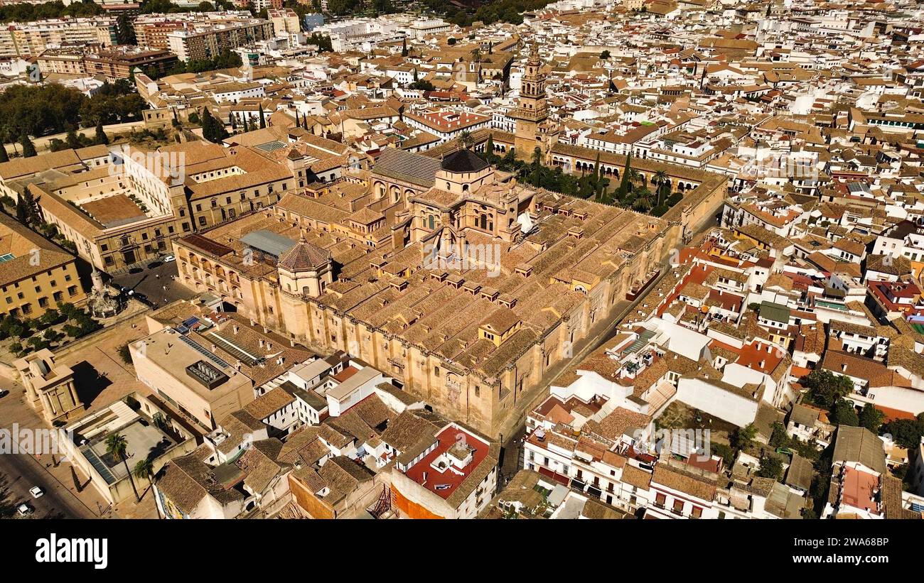 Drohnenfoto Cordoba Moschee-Kathedrale, Mezquita-Catedral de Córdoba Spanien Europa Stockfoto