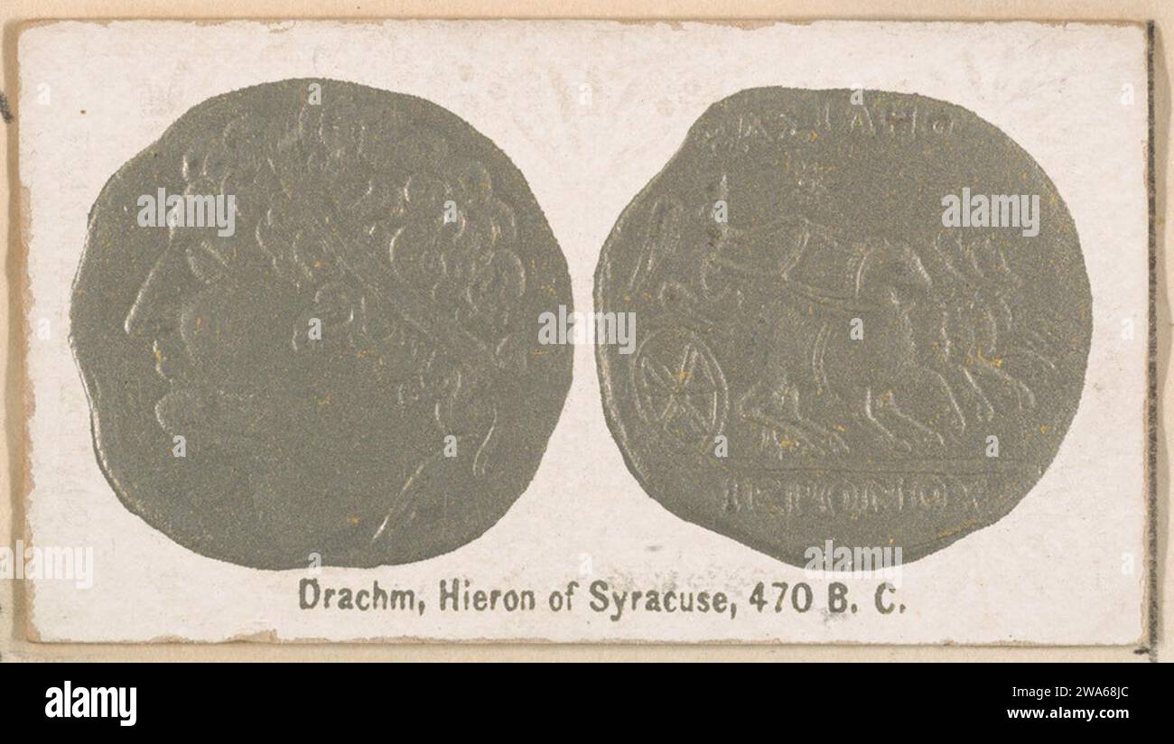 Drachm, Hieron von Syrakus, 470 v. Chr., aus der Serie der antiken Münzen (N180) der WM. S. Kimball & Co. 1963 von William S. Kimball & Company Stockfoto