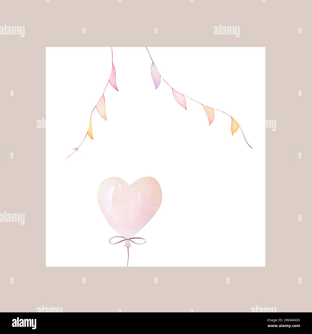 Babykarte Mit Herz Und Wasserfarben. Babykarte In Sanftem Rosa. Gratulation Baby Card. Illustration Der Geburtsankündigung Stockfoto