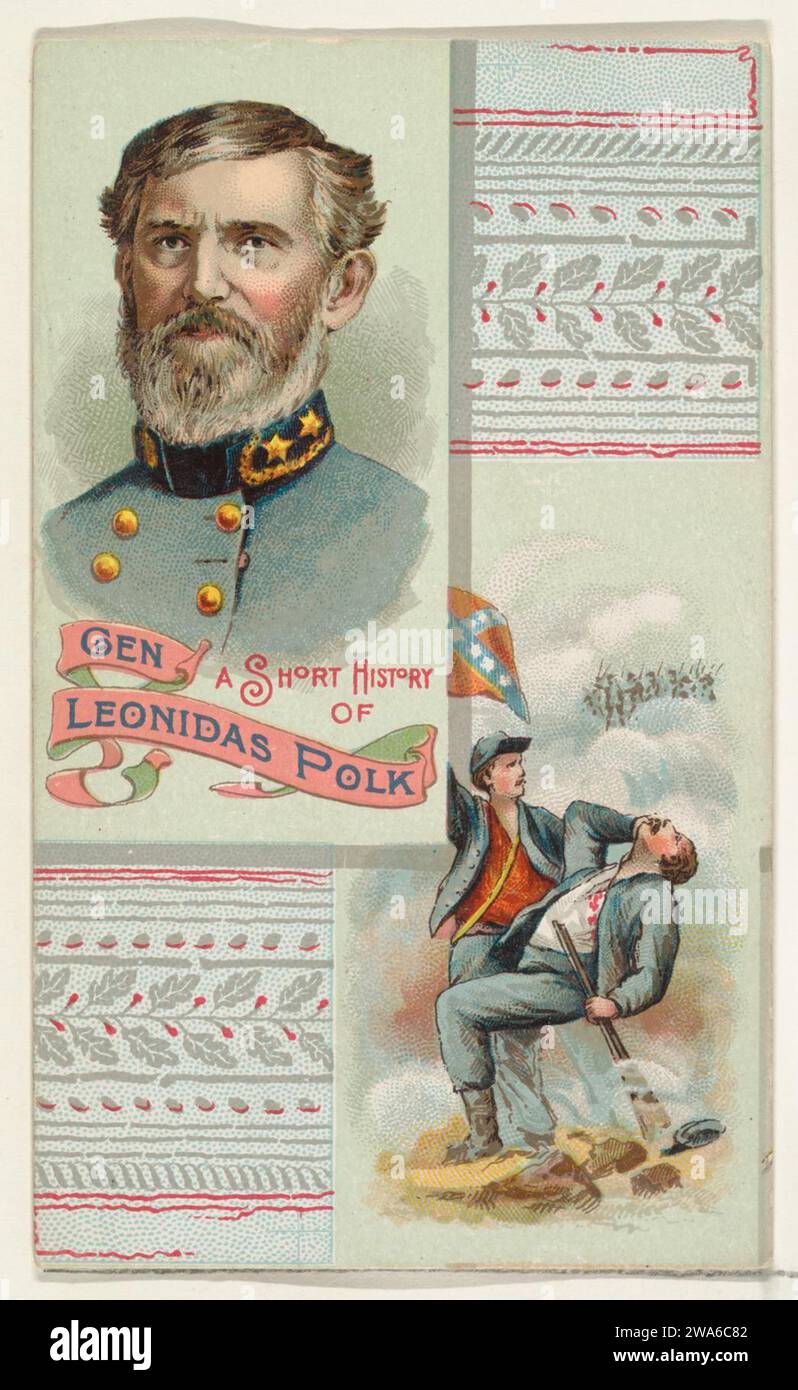 A Short History: General Leonidas Polk, aus der Geschichte der Generäle-Serie (N114) von W. Duke, Sons & Co. Zur Förderung von Honest Long Cut Smoking and Chewing Tobacco 1963 von W. Duke, Sons & Co. Stockfoto