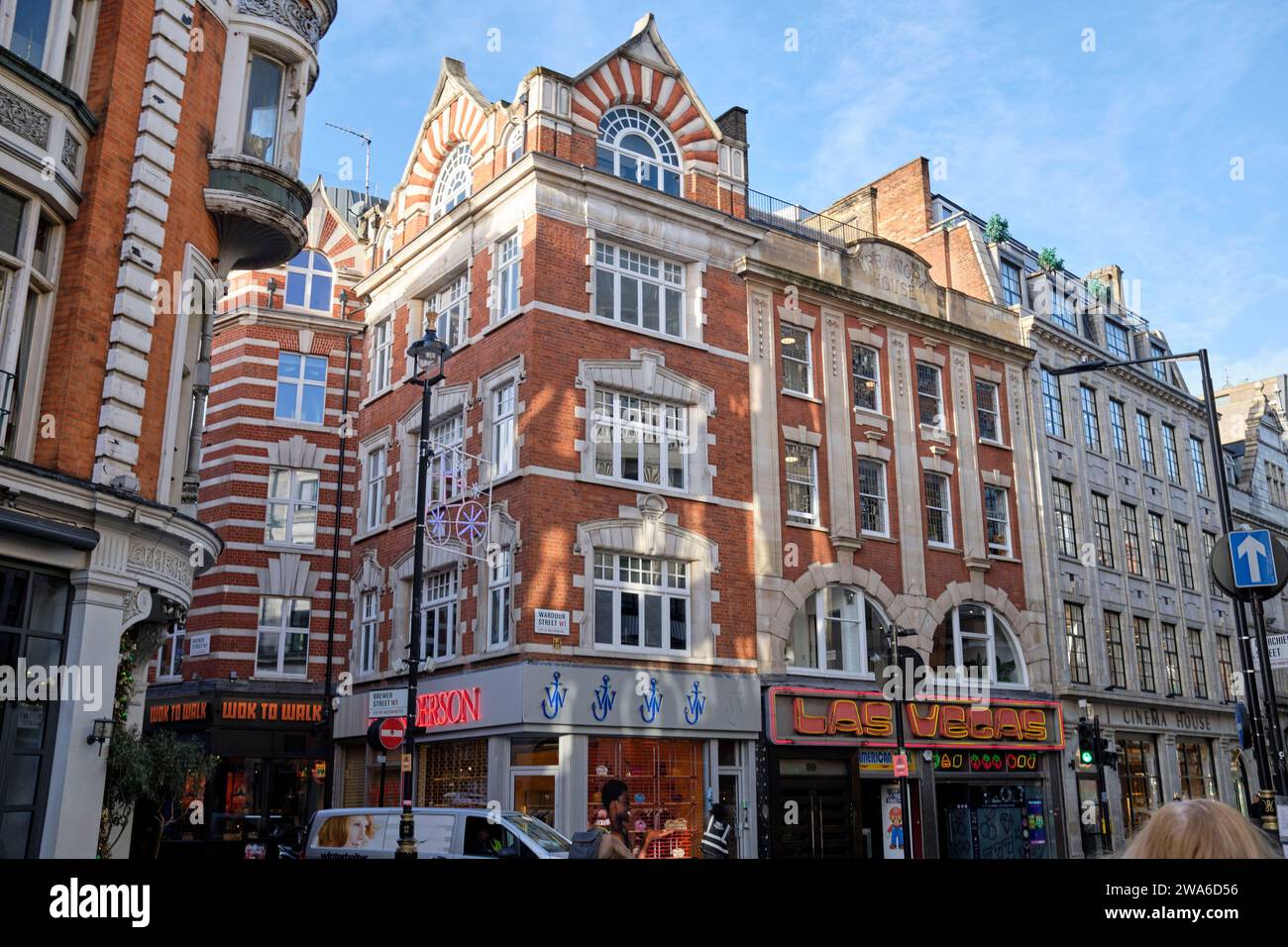 Straßenszene, Soho, Central London, Großbritannien Stockfoto