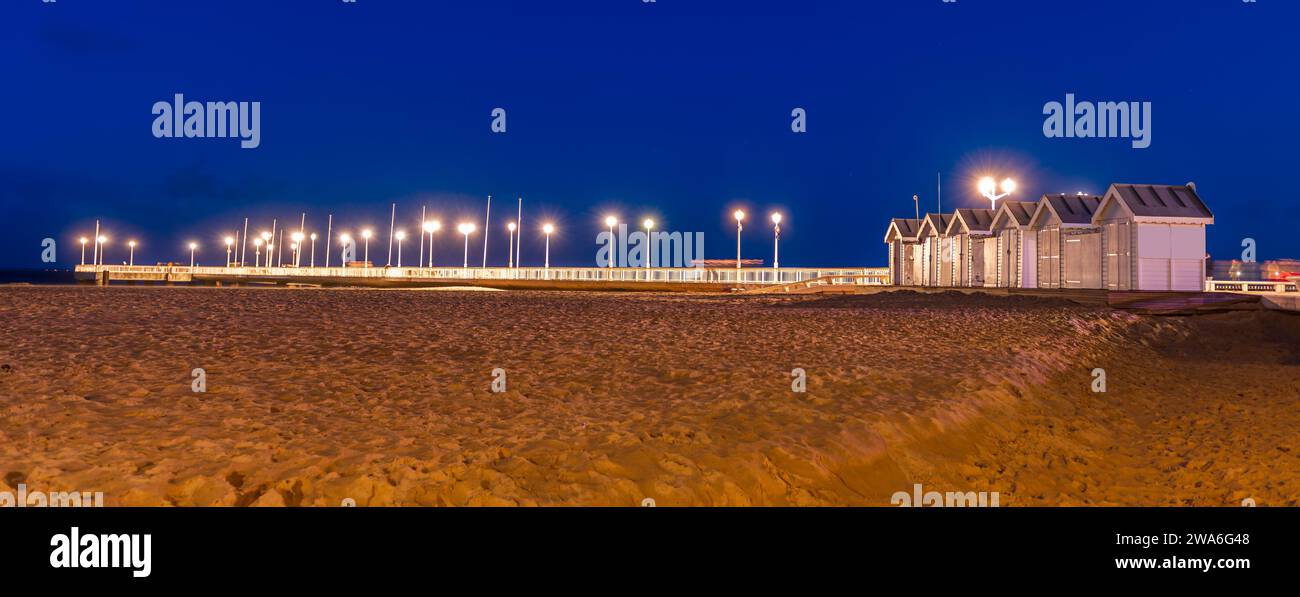 Arcachon Beach, nachts, in Gironde, Nouvelle-Aquitaine, Frankreich Stockfoto