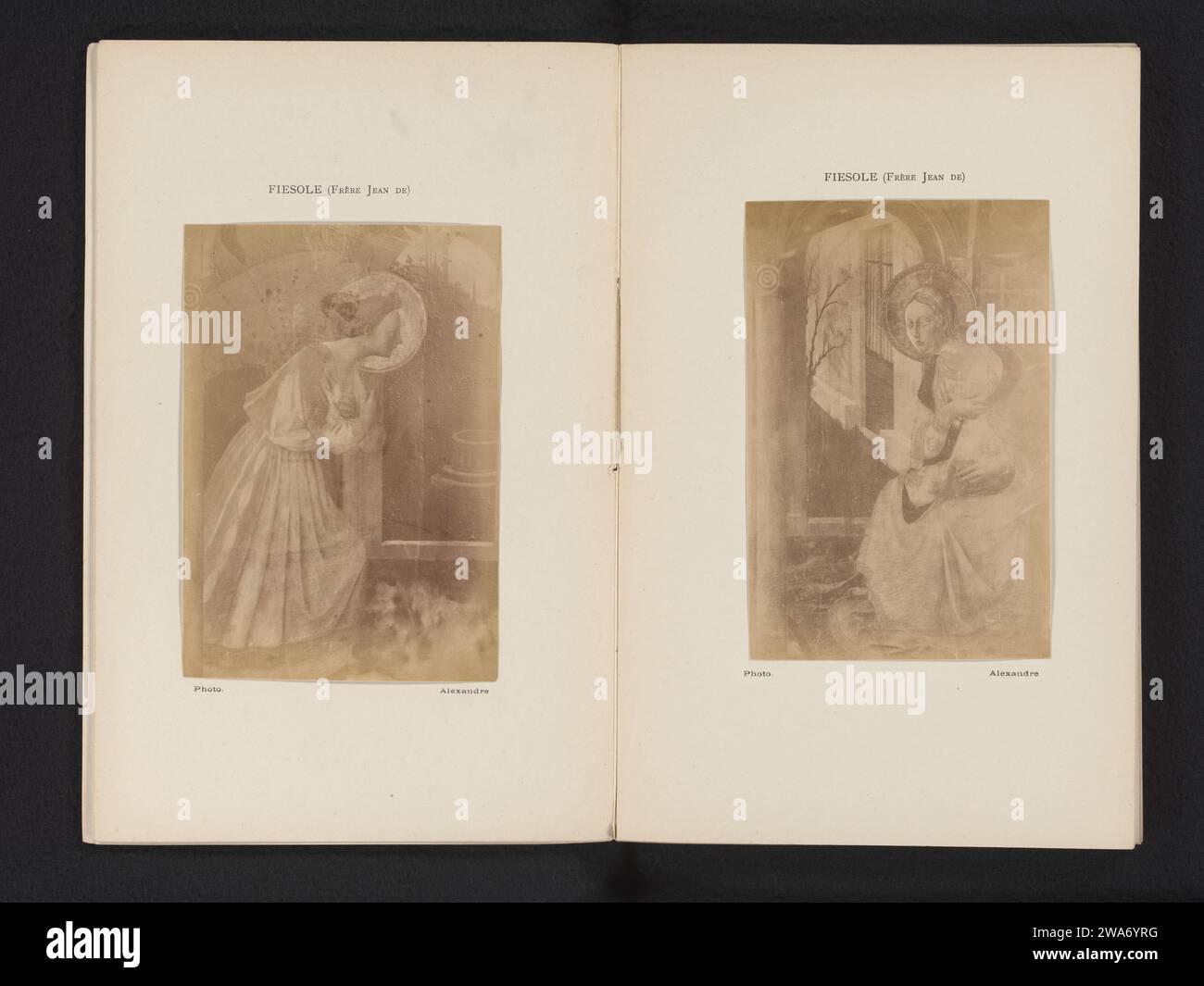 Fotoproduktion eines Teils eines Gemäldes der Verkündigung, Alexandre (Fotograf), nach Anonym, um 1878 - in oder vor 1883 fotografische Trägeralbumen drucken die Verkündigung: Maria, meist liest, wird vom Engel besucht (manchmal hört eine Frau das Gespräch) Stockfoto