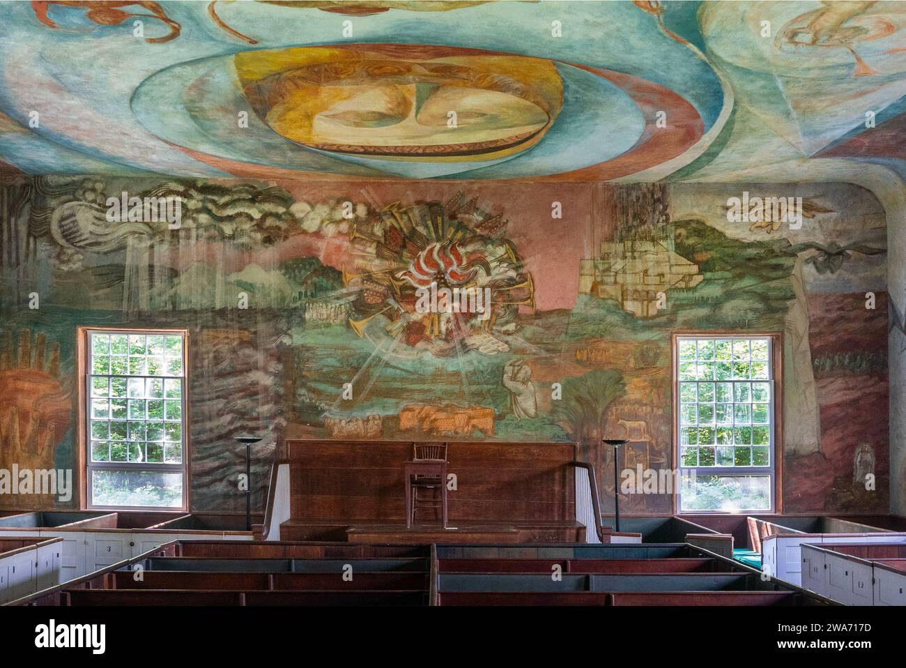 Fresken im South Solon Meeting House in Maine Stockfoto