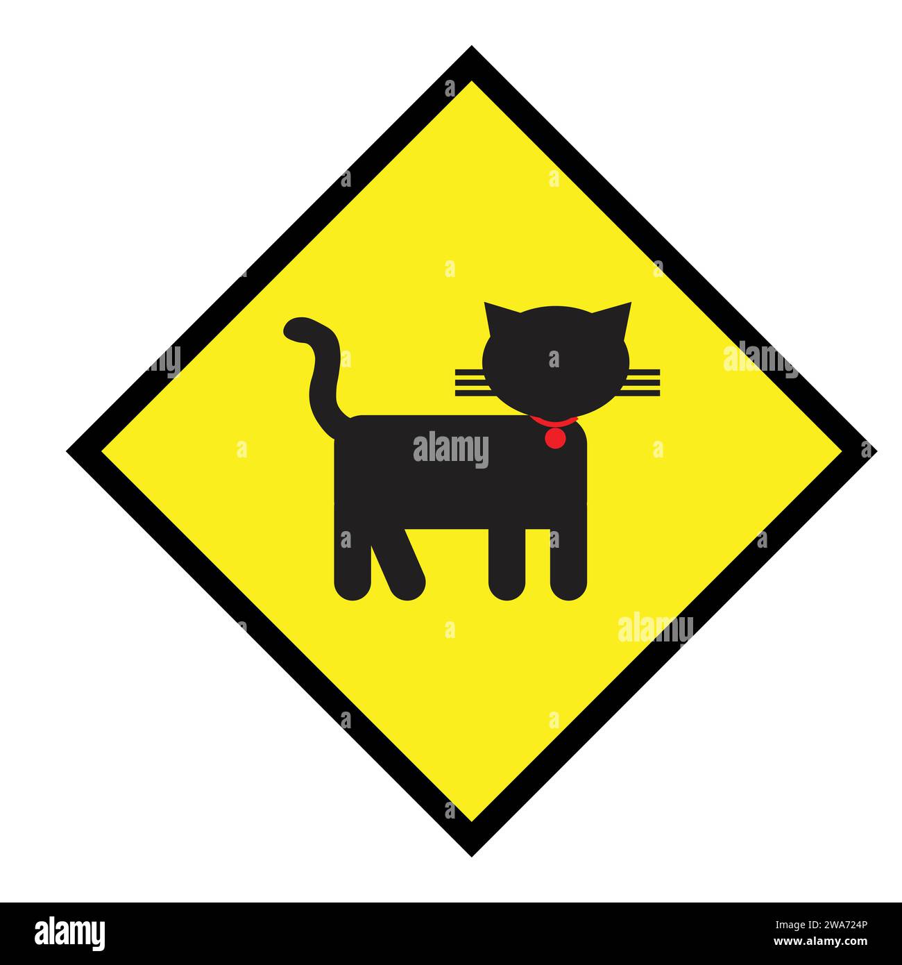 Schild mit schwarzer Katze an Bord mit Silhouette einer Katze Stock Vektor