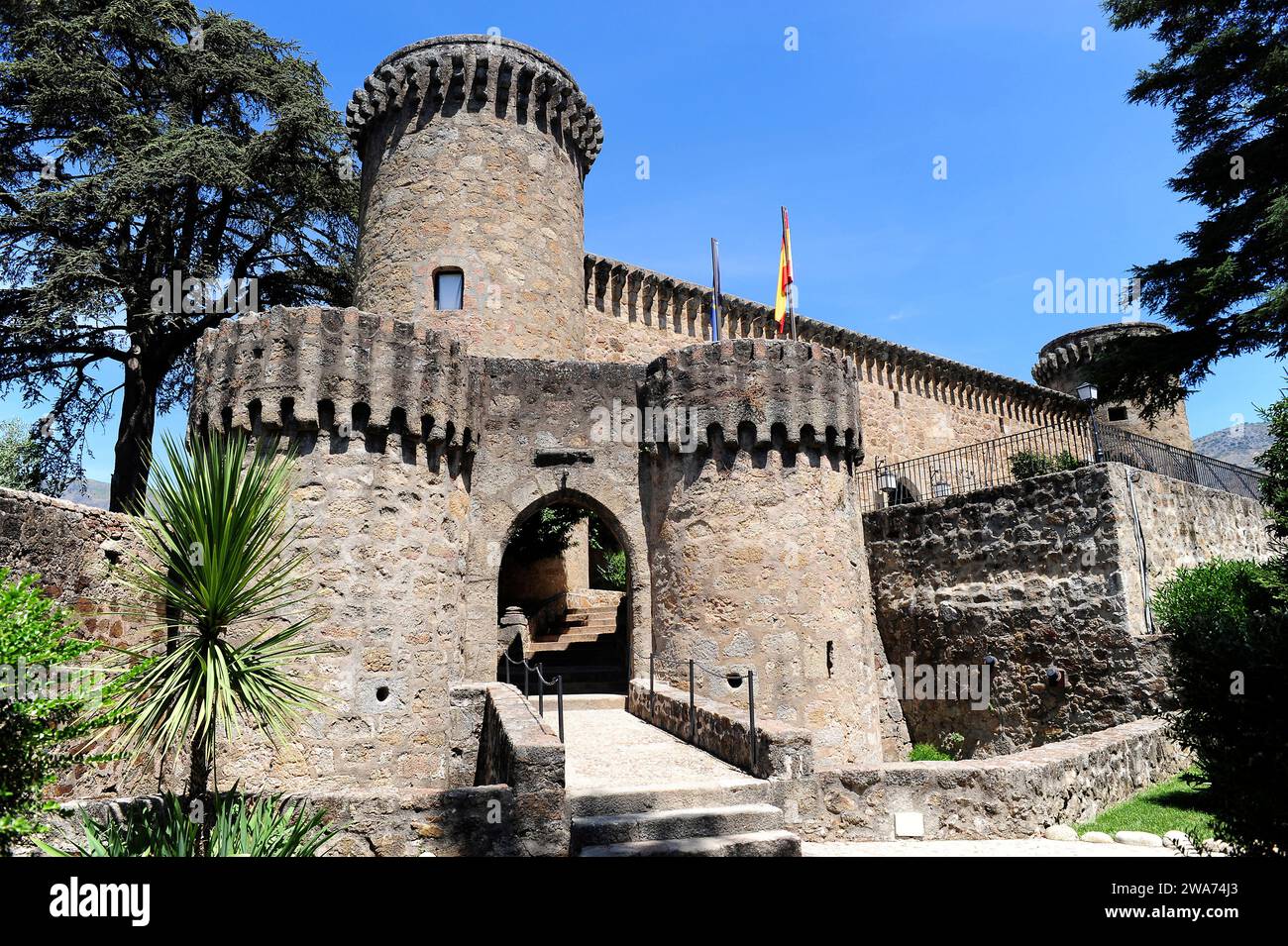 Jarandilla de la Vera, Castillo Palacio de los Condes de Oropesa (15. Jahrhundert). Caceres, Extremadura, Spanien. Stockfoto