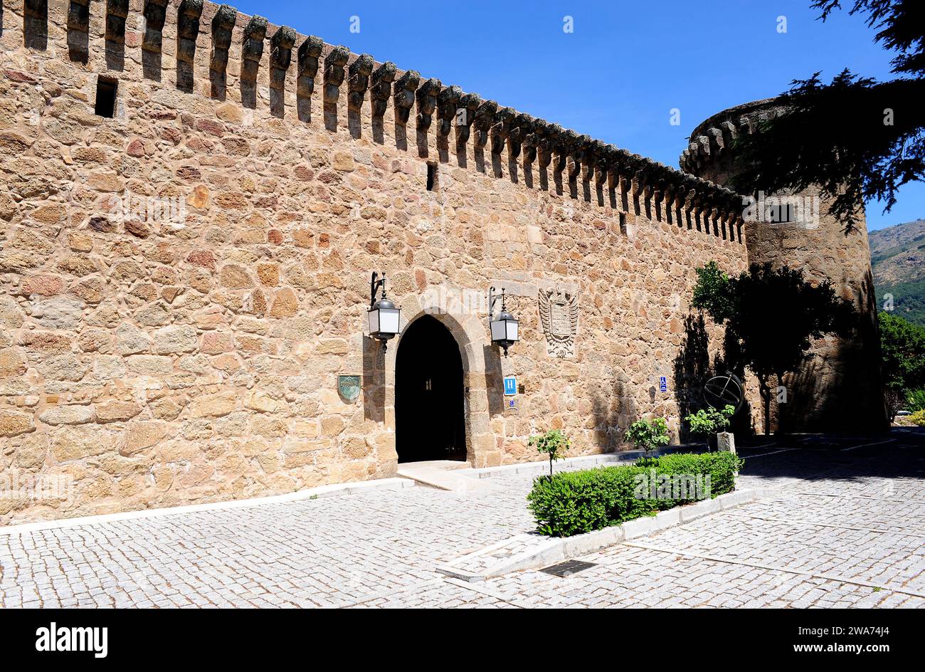 Jarandilla de la Vera, Castillo Palacio de los Condes de Oropesa (15. Jahrhundert). Caceres, Extremadura, Spanien. Stockfoto