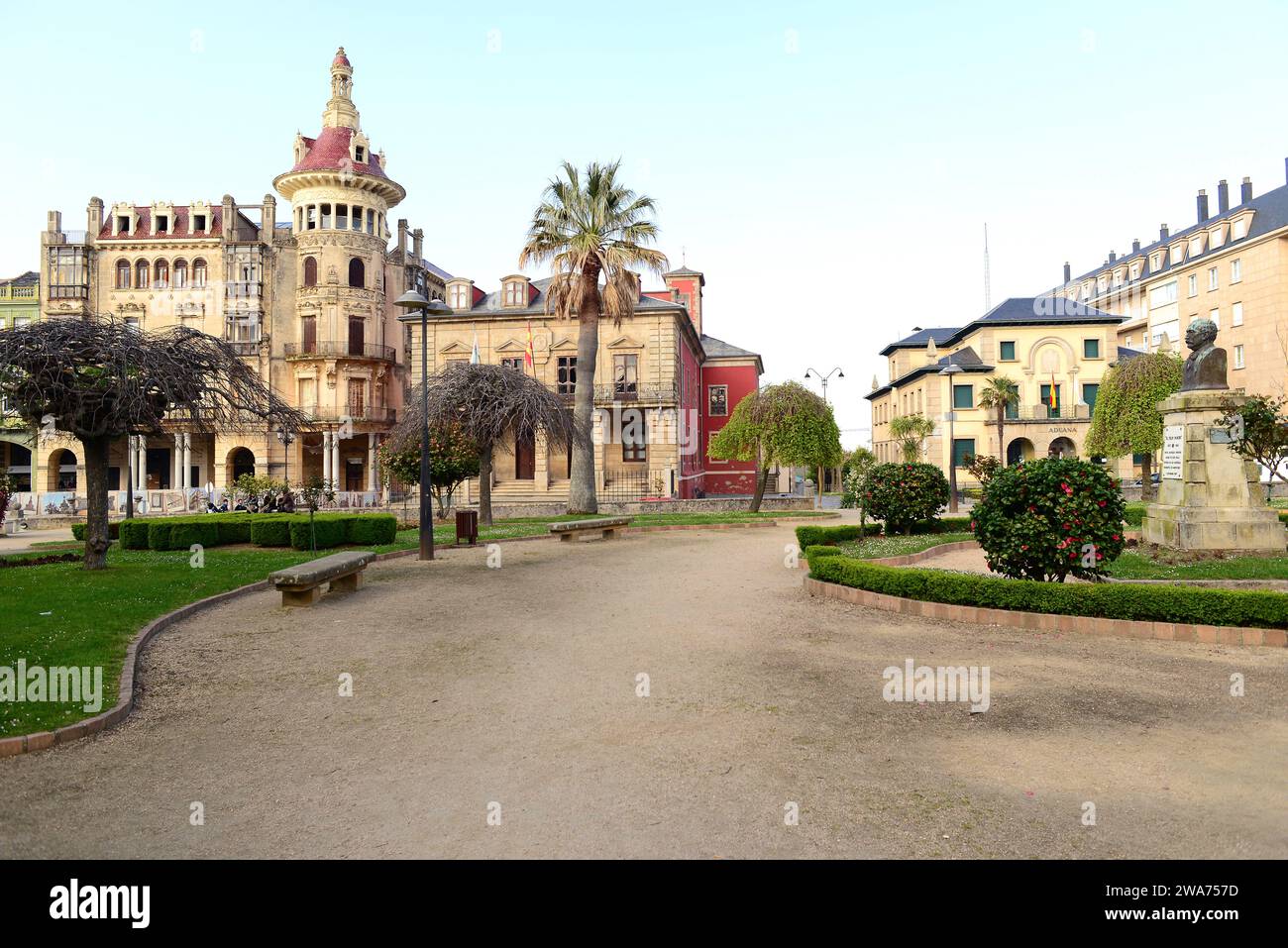 Ribadeo, Plaza de España. Lugo Provinz, Galicien, Spanien. Stockfoto