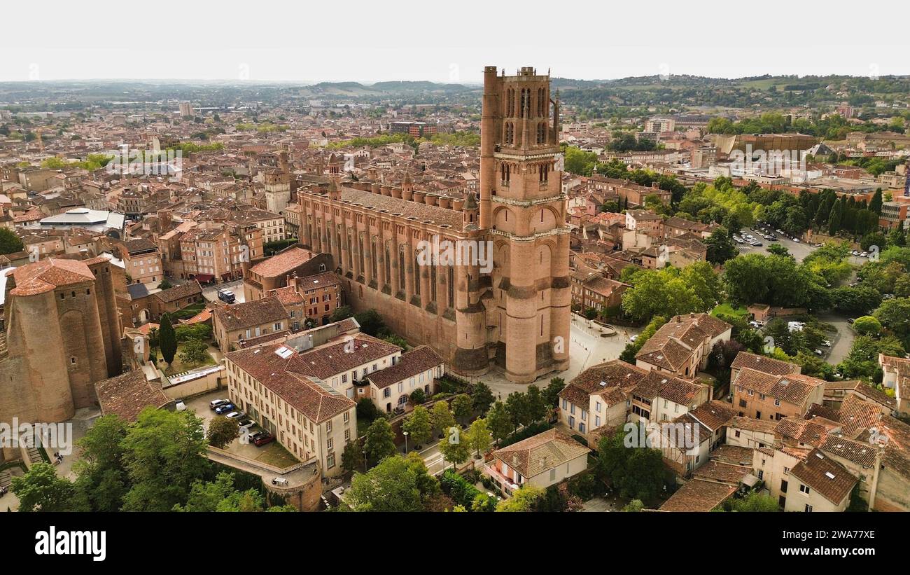 Drohnenfoto Albi Kathedrale Frankreich Europa Stockfoto